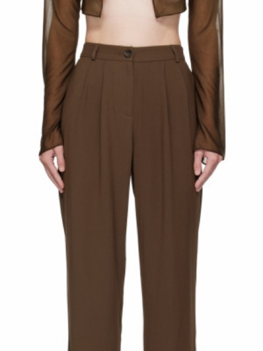 Mirror Palais Heart Pocket Brown Straight-Leg Pants